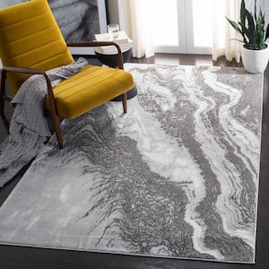 Craft Light Gray/Gray 3 ft. x 5 ft. Marbled Abstract Area Rug