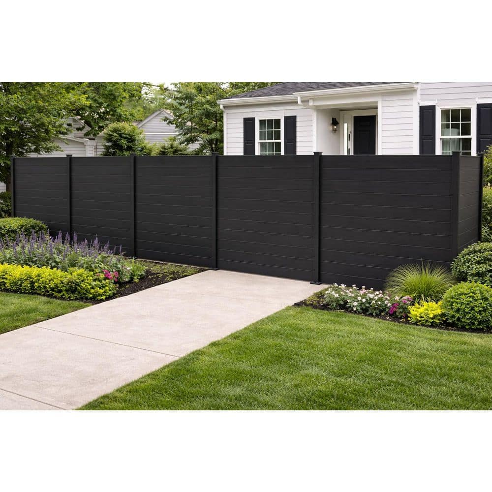 Nixa Doors Aluminum Privacy Fence 96 in. x 72 in. Black NXPF9672B