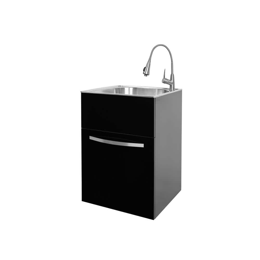 Glacier Bay 24 In W X 21 In D X 34 In L Stainless Steel Utility Sink   Black Glacier Bay Utility Sinks Ql041 64 1000 