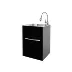 All-in-One 24.2 in. x 21.3 in. x 33.8 in. Stainless Steel Utility Sink and Large Black Drawer Cabinet