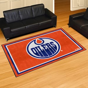 Edmonton Oilers 5ft. x 8 ft. Orange Plush Area Rug.