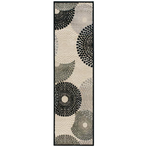 Nourison Graphic Illusions Parchment 2 ft. x 8 ft. Geometric Modern Kitchen Runner Area Rug