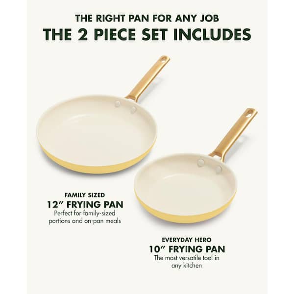 Reserve Ceramic Nonstick 8, 10 and 12 Frypan Set, Taupe with Gold