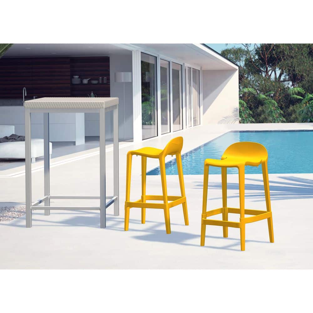 Saddle Style 25" Counter Stool in Vibrant Orange, Set of 2