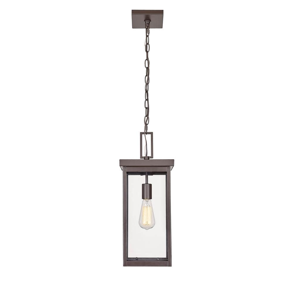 20" Bronze Outdoor Hanging Lantern with Clear Glass Shade