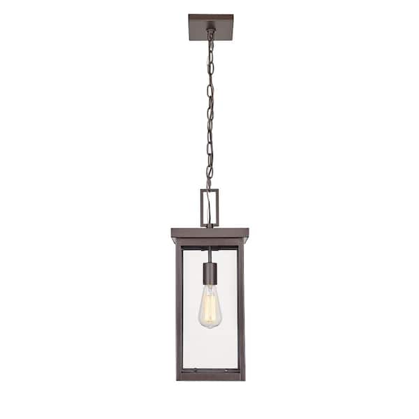 Millennium Lighting Barkeley 20 in. 1-Light Powder Coated Bronze Outdoor Pendant Light with Clear Glass