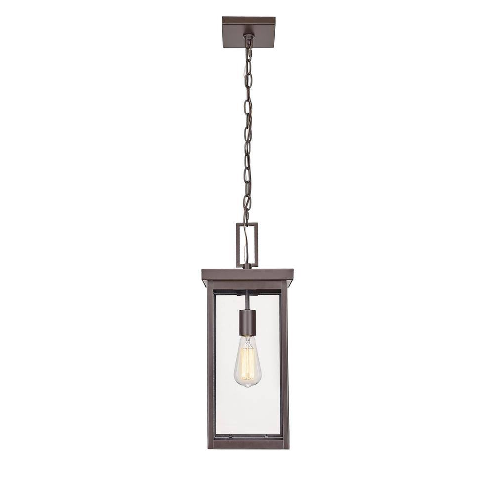 20" Bronze Outdoor Hanging Lantern with Clear Glass Shade