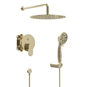 Ami Single Handle 2-Spray 10 in. Wall Mount Shower Faucet 1.8 GPM with Pressure Balance Valve in. Brushed Gold