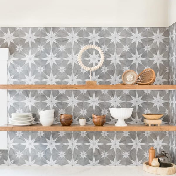 Llama Stella Loire Verso Silver Smoke 9-3/4 in. x 9-3/4 in. Porcelain Floor and Wall Take Home Tile Sample