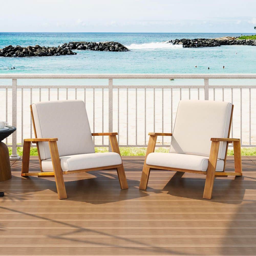 Acacia Wood Outdoor Adirondack Chair Paloma Club Chair with 5.25 in ...
