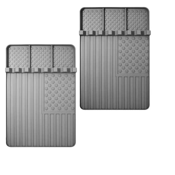 Silicone Griddle Tools Mat with Drip Pad and Griddle Accessories for Kitchen, Cooking and Countertop, Grey (2-Pack)