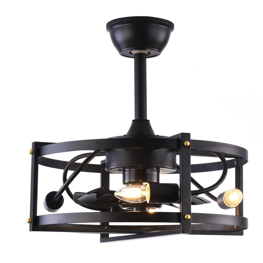 OUKANING 18.5 in. Retro Indoor Caged Black Ceiling Fan with Light Kit