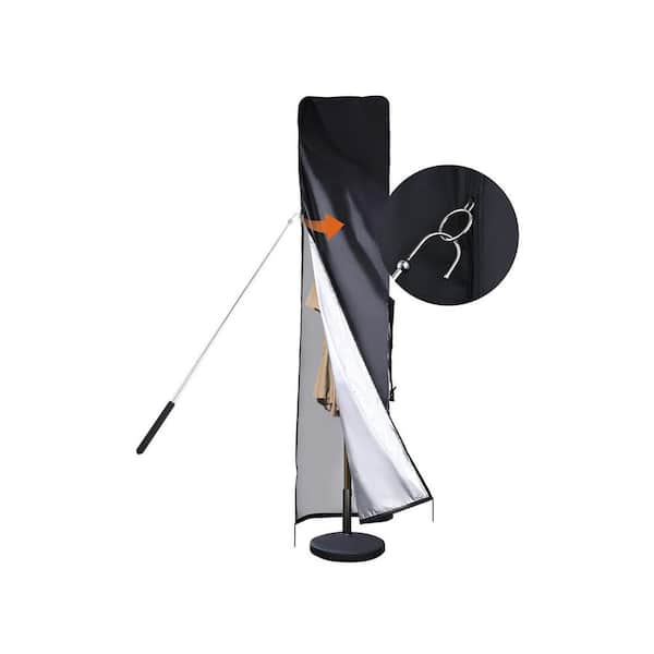 91 in. Outdoor Patio Umbrella Cover Waterproof Oxford Fabric fits 7 to 11 ft. or 15 ft. Double-Sided Black