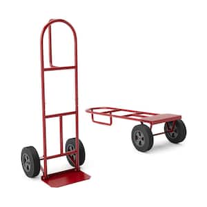 660 lbs. P-Handle Sack Hand Truck with 10 in. Wheels and Foldable Load Area -Red
