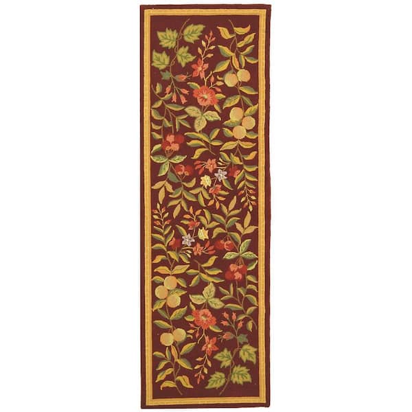SAFAVIEH Chelsea Burgundy 3 ft. x 6 ft. Solid Border Floral Runner Rug