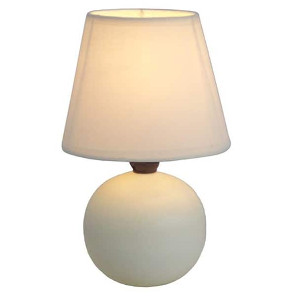 Simple Designs 8.78 in. Off White Mini Ceramic Globe Table Lamp