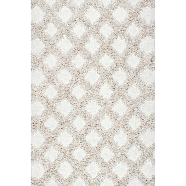 nuLOOM Francene Moroccan Trellis Shag Ivory 10 ft. x 14 ft. Area Rug