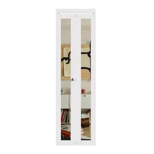 24 in. x 80 in. White, MDF, 1 Mirror Glass Panel Bi-Fold Interior Door for Closet, with Hardware Kits