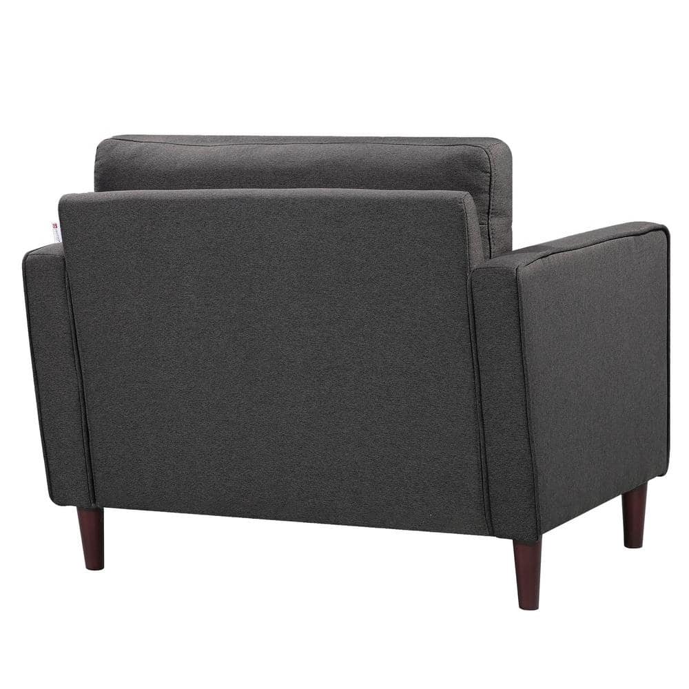 Heather Gray Microfiber Wood Accent Chair with High Density Foam