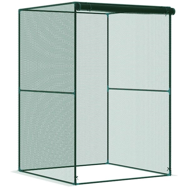 4 ft. x 4 ft. Crop Cage, Plant Protection Tent with Zippered Doors for Vegetable Garden, Backyard, Green