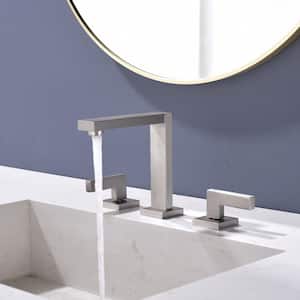 8 in. Widespread Double Handle 3 holes Bathroom Faucet with Valve and cUPC Water Supply Hoses Included in Brushed Nickel