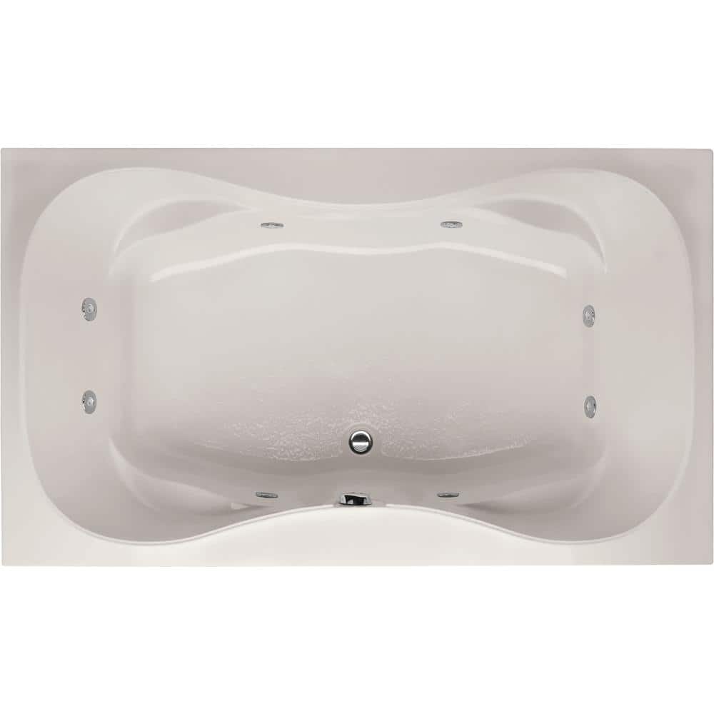 Modern White Acrylic Hourglass Drop-in Tub with Jets