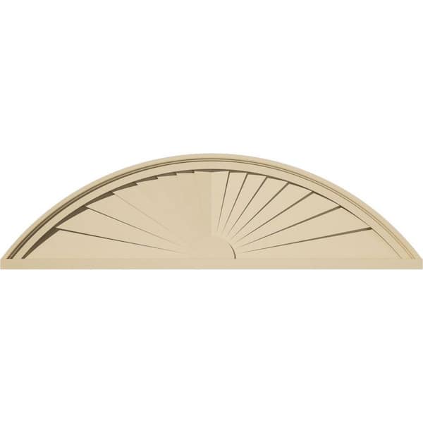 Ekena Millwork 42-in W x 11-1/2-in H x 2-in P Segment Arch Sunburst Signature Urethane Pediment, Primed Tan
