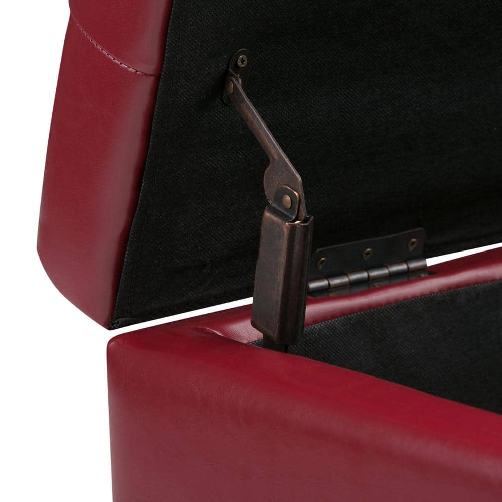 Cosmopolitan Red Faux Leather Tufted Rectangular Storage Ottoman