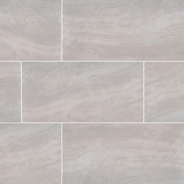 Pavia Gray 24 in. x 48 in. Polished Porcelain Floor and Wall Tile (16 sq. ft. /Case)