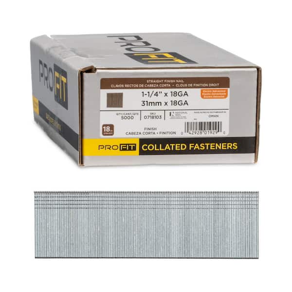 1-1/4 in. x 18GA Straight Electrogalvanized Collated Brad Nails (5000-Per Box)