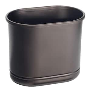 Small Metal Oval 2.5 Gal. Trash Can Decorative Wastebasket in Bronze
