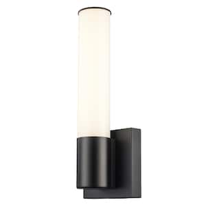 Saavy Integrated LED Black Indoor Wall Sconce Light Fixture with Round Cylinder Acrylic Shade