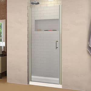 36-37 3/8 in. W x 72 in. H Pivot Semi-Frameless Shower Door in Nickel Swing Corner Shower Panel with Clear Glass, Handle