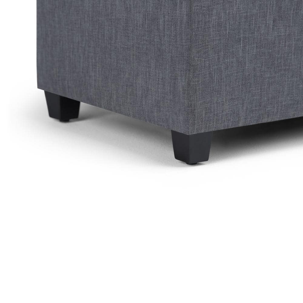 Slate Gray Tufted Wood Bench Ottoman with Interior Storage