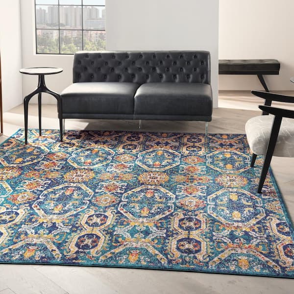 Allur Blue Multi 8 ft. x 10 ft. Bohemian Transitional Area Rug