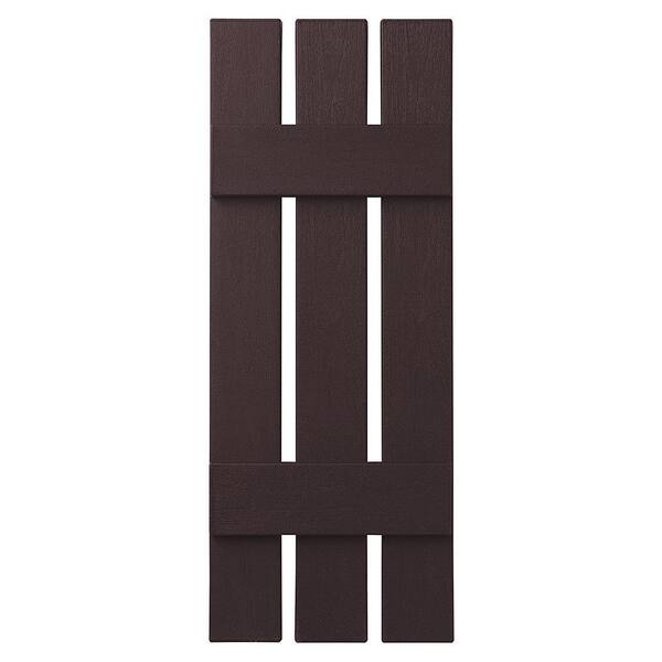 Ply Gem 12 in. x 35 in.Polypropylene 3-Board Open Board and Batten Shutters Pair in Winestone