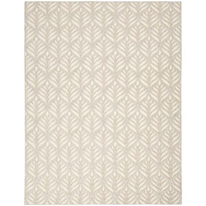 Aloha Ivory/Grey 5 ft. x 8 ft. Botanical Contemporary Indoor/Outdoor Patio Rug