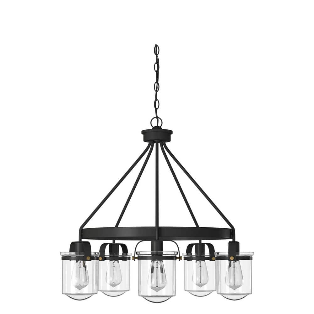 Jaxon 25" Bronze and Brass 5-Light Chandelier