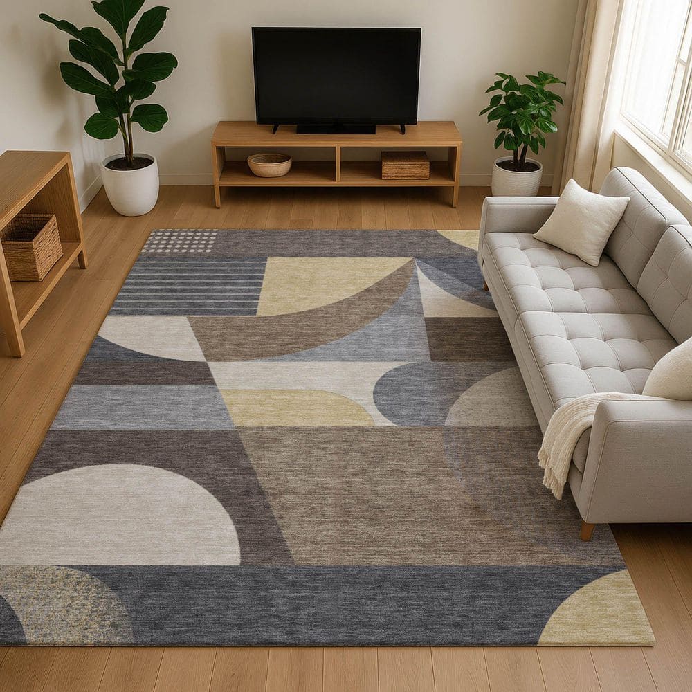 Mayfield Premium Machine Washable Abstract AMF1667 Brown 10 ft. x 14 ft. Area Rug price history on PriceWatchPro