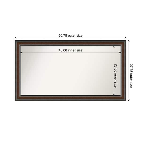 Amanti Art Cyprus Walnut 50.75 in. x 27.75 in. Custom Non-Beveled Wood Framed Bathroom Vantiy Wall Mirror
