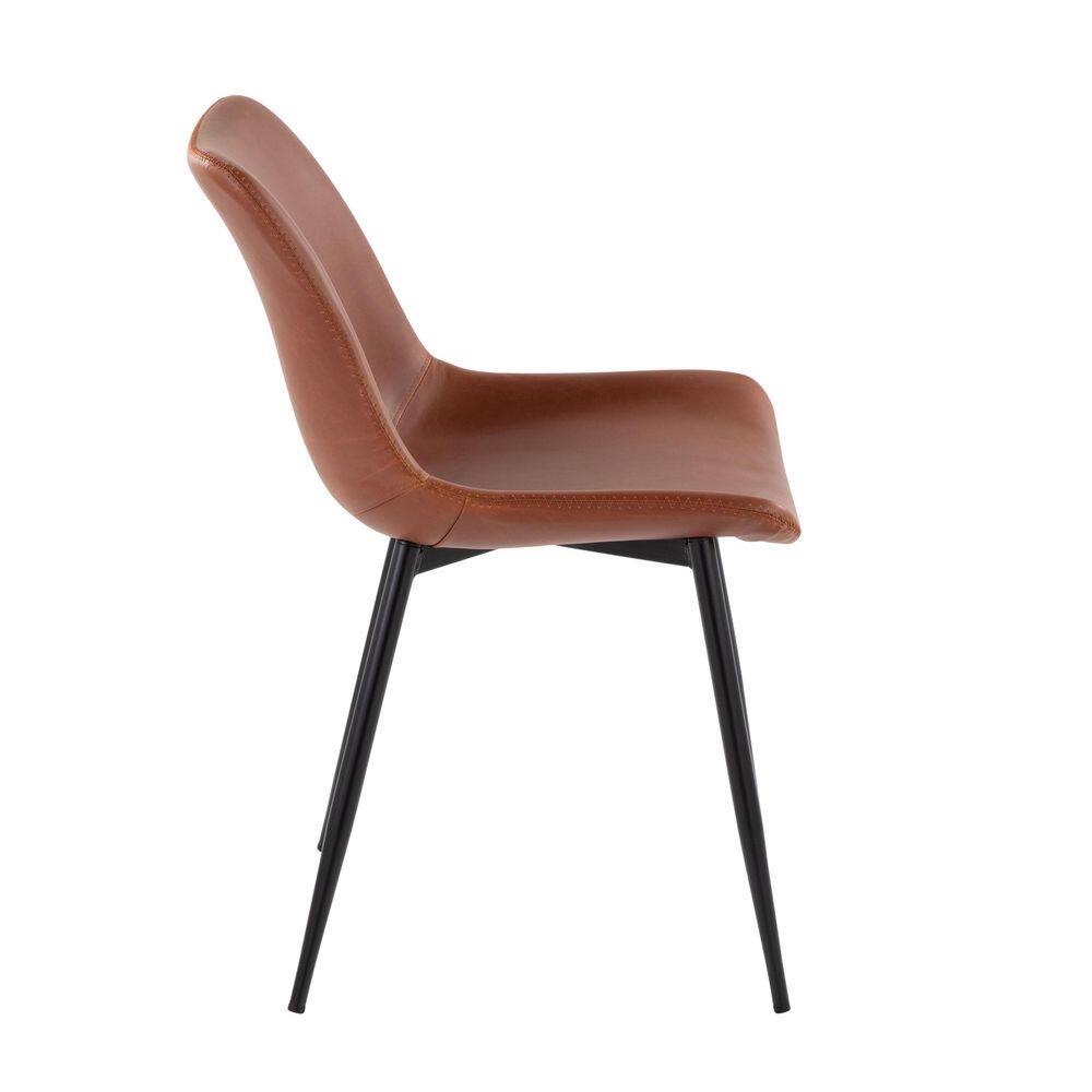 Durango Dark Brown Faux Leather Side Chair with Metal Legs, Set of 2