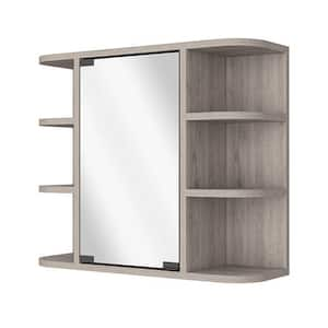 23.6 in. W x 19.6 in. H Rectangular Beige Wall Surface Mount Bathroom Storage Medicine Cabinet with Mirror and Shelves