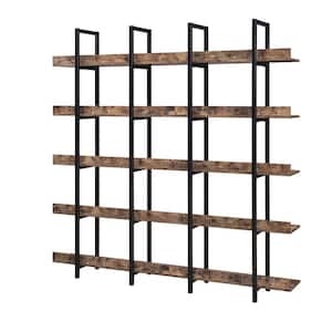 Asucoora Giltner 71 in.Brown Metal 5-Shelf Etagere Bookcase