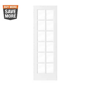 30 in. x 96 in. 12-Lite Primed Solid Core MDF Wood Interior Door Slab