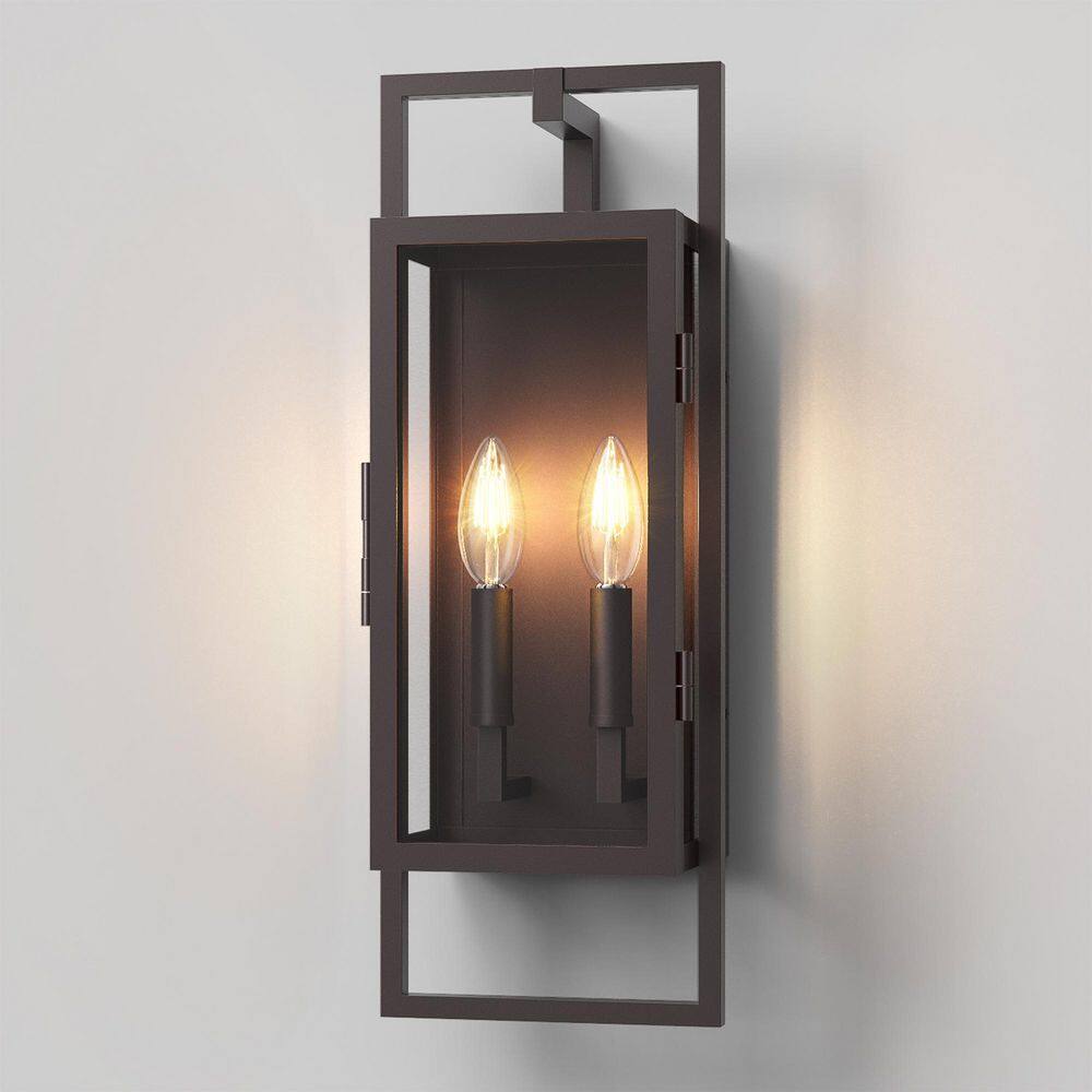 Decorators 21.5 in. 2-Light Oil-Rubbed Bronze Dusk To Dawn Outdoor Hardwired Wall Lantern Sconce price history on PriceWatchPro