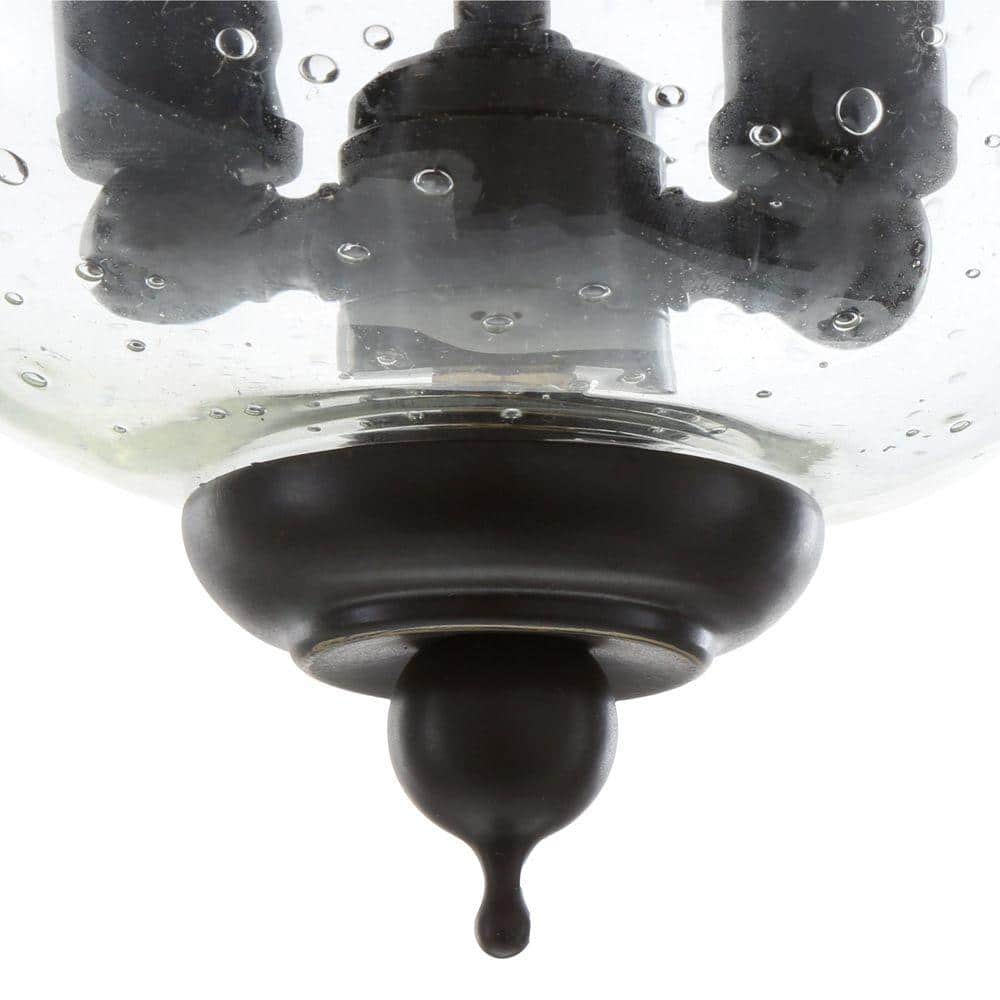 Antique Bronze 2-Light Flush Mount with Seeded Glass