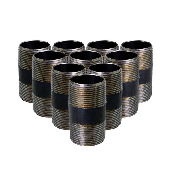 PLUMBFLEX Black Steel Pipe, 3/4 in. x 2-1/2 in. Nipple Fitting (Pack of 10)