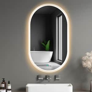 24 in. W x 40 in. H Oval Frameless Wall Mounted Lighted Bathroom Vanity Mirror with Anti-Fog, Dimmable, Memory Function