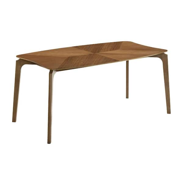 Benjara Kalie Brown Engineered Wood Rectangle 35.5 in. 4 Legs Base Dining Table Seats 6