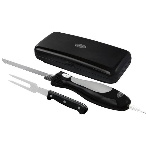 Oster - 10 in. Stainless Steel Electric Knife Slicer and Carving Fork Set with Storage Case